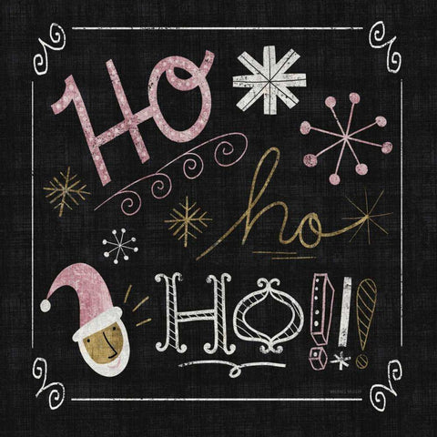 Quirky Christmas Santa Metallic Black Modern Wood Framed Art Print with Double Matting by Mullan, Michael