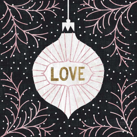 Jolly Holiday Ornaments Love Metallic Black Ornate Wood Framed Art Print with Double Matting by Mullan, Michael