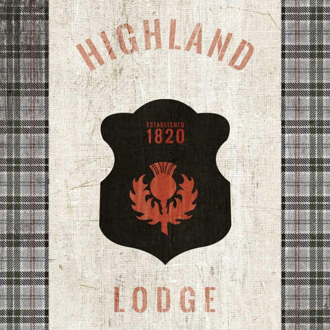 Tartan Lodge Shield I Black Ornate Wood Framed Art Print with Double Matting by Wild Apple Portfolio