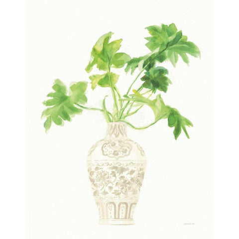 Palm Chinoiserie III Cream White Modern Wood Framed Art Print by Nai, Danhui