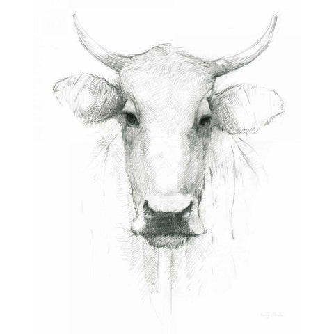 Cow Sketch Black Modern Wood Framed Art Print by Tillmon, Avery