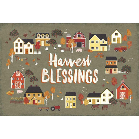 Harvest Village I Gold Ornate Wood Framed Art Print with Double Matting by Marshall, Laura