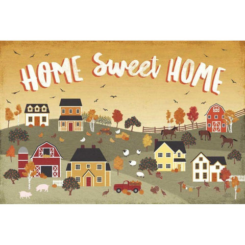 Harvest Village II White Modern Wood Framed Art Print by Marshall, Laura