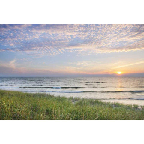 Lake Michigan Sunset II White Modern Wood Framed Art Print by Majchrowicz, Alan