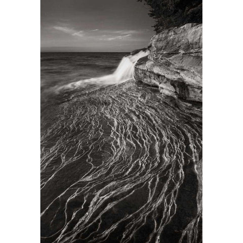 Pictured Rocks Michigan I BW Gold Ornate Wood Framed Art Print with Double Matting by Majchrowicz, Alan