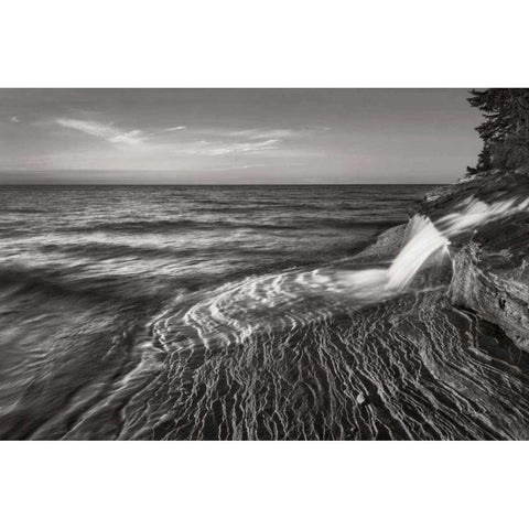Pictured Rocks Michigan II BW Gold Ornate Wood Framed Art Print with Double Matting by Majchrowicz, Alan