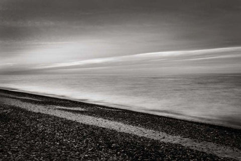 Lake Superior Beach III BW White Modern Wood Framed Art Print with Double Matting by Majchrowicz, Alan