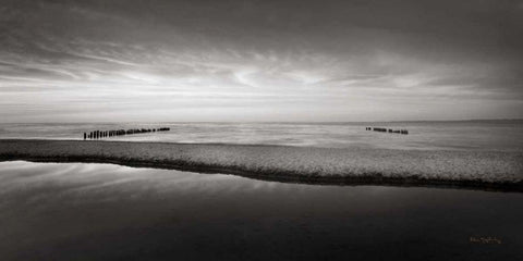 Lake Superior Beach IV BW White Modern Wood Framed Art Print with Double Matting by Majchrowicz, Alan