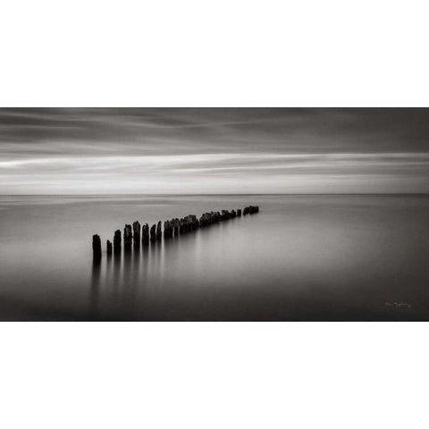 Lake Superior Old Pier III Black Modern Wood Framed Art Print by Majchrowicz, Alan
