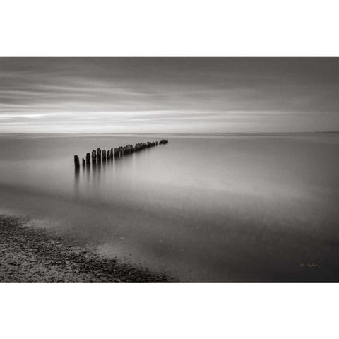 Lake Superior Old Pier V Black Modern Wood Framed Art Print with Double Matting by Majchrowicz, Alan