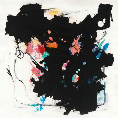 Abstract Redacted Black Ornate Wood Framed Art Print with Double Matting by Schick, Mike