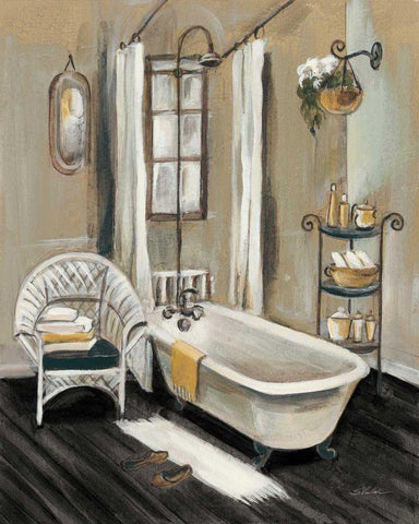 French Bath II Black White Modern Wood Framed Art Print with Double Matting by Vassileva, Silvia