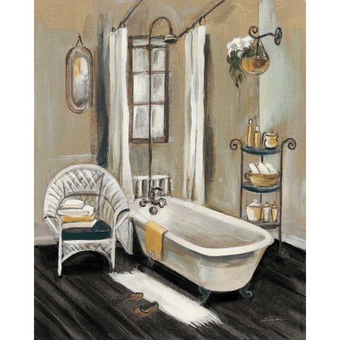 French Bath II Black White Modern Wood Framed Art Print by Vassileva, Silvia