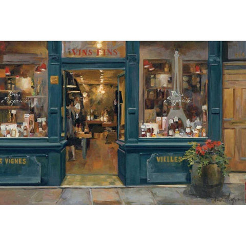 Parisian Wine Shop Black Modern Wood Framed Art Print by Hageman, Marilyn
