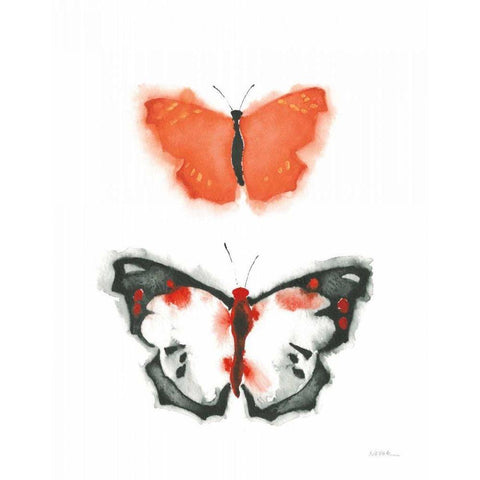 Watercolor Butterflies III Black Modern Wood Framed Art Print with Double Matting by Novak, Shirley