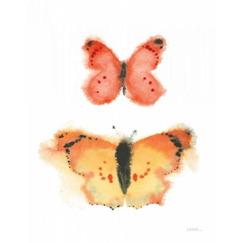 Watercolor Butterflies IV Gold Ornate Wood Framed Art Print with Double Matting by Novak, Shirley