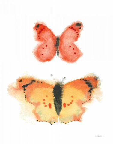 Watercolor Butterflies IV Black Ornate Wood Framed Art Print with Double Matting by Novak, Shirley