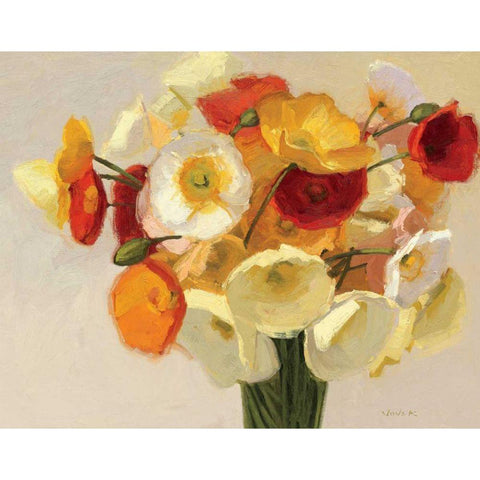 November Poppies Gold Ornate Wood Framed Art Print with Double Matting by Novak, Shirley