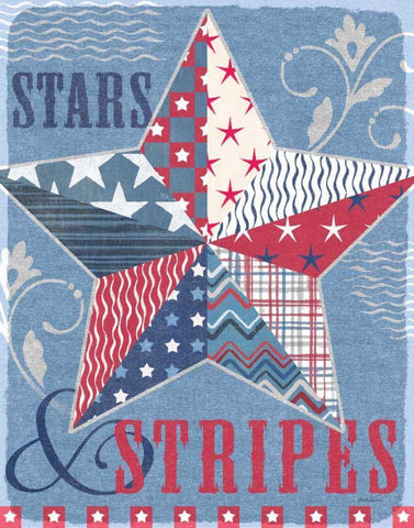 Stars and Stripes Star Dark Black Ornate Wood Framed Art Print with Double Matting by Grove, Beth