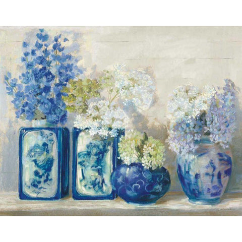 Ladys Mantle on Shiplap Black Modern Wood Framed Art Print with Double Matting by Rowan, Carol