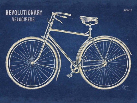 Blueprint Bicycle v2 White Modern Wood Framed Art Print with Double Matting by Schlabach, Sue