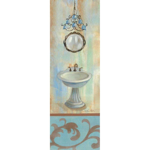 French Bathroom in Blue II White Modern Wood Framed Art Print by Vassileva, Silvia