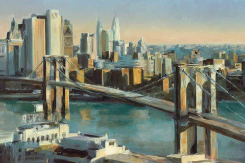 Into Manhattan 36c24 White Modern Wood Framed Art Print with Double Matting by Hageman, Marilyn