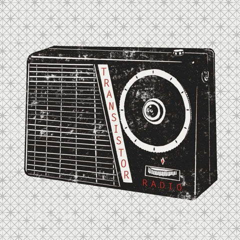 Vintage Analog Radio Black Modern Wood Framed Art Print with Double Matting by Mullan, Michael