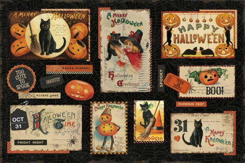 Halloween Nostalgia I White Modern Wood Framed Art Print with Double Matting by Pertiet, Katie