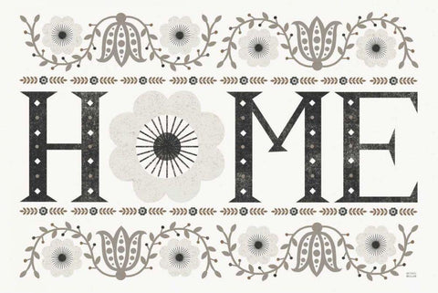 Folk Lodge Home v2 Neutral Black Ornate Wood Framed Art Print with Double Matting by Mullan, Michael