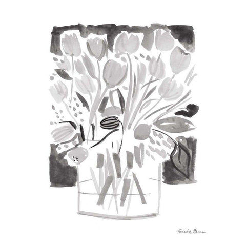 Lemon Gray Tulips I Black Modern Wood Framed Art Print with Double Matting by Zaman, Farida