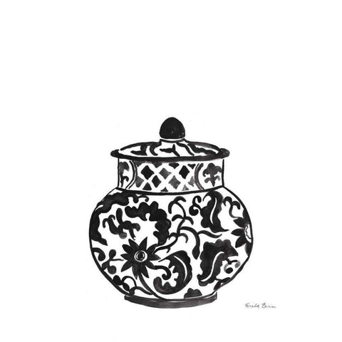 Chinoiserie II v2 Black Black Modern Wood Framed Art Print with Double Matting by Zaman, Farida