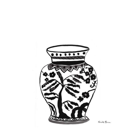 Chinoiserie IV v2 Black White Modern Wood Framed Art Print by Zaman, Farida