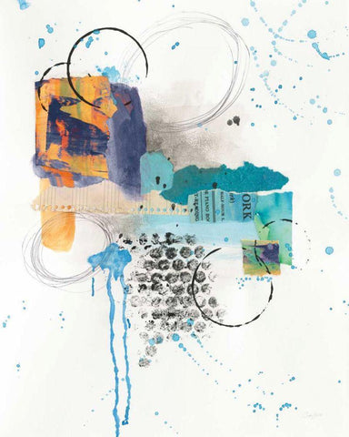 Abstract Skyline I Indigo White Modern Wood Framed Art Print with Double Matting by Prahl, Courtney