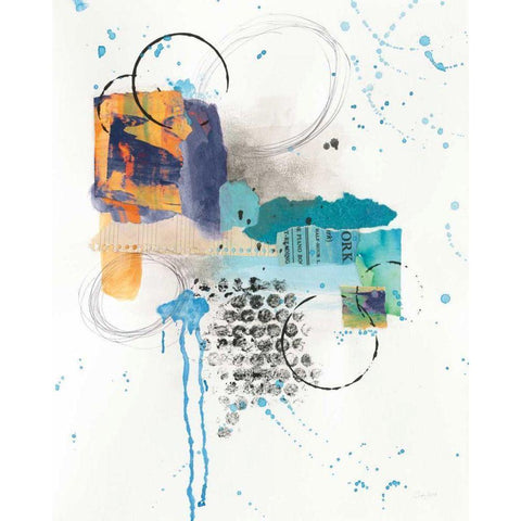 Abstract Skyline I Indigo Gold Ornate Wood Framed Art Print with Double Matting by Prahl, Courtney