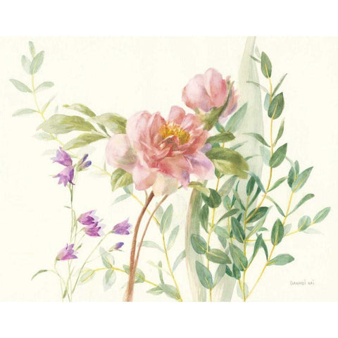 Flourish I Light Pink Crop Gold Ornate Wood Framed Art Print with Double Matting by Nai, Danhui
