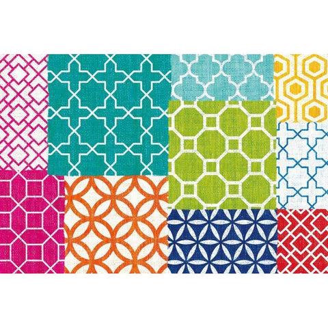 Bright Lattice Tile Patchwork White Modern Wood Framed Art Print by Mullan, Michael
