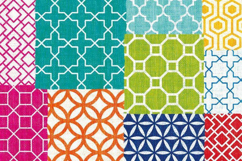 Bright Lattice Tile Patchwork White Modern Wood Framed Art Print with Double Matting by Mullan, Michael