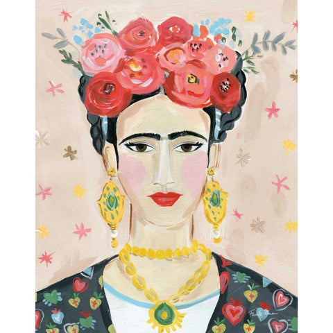 Homage to Frida Neutral Black Modern Wood Framed Art Print with Double Matting by Zaman, Farida