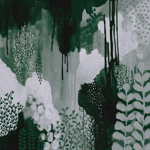 Green Forest I White Modern Wood Framed Art Print by Ferguson, Kathy