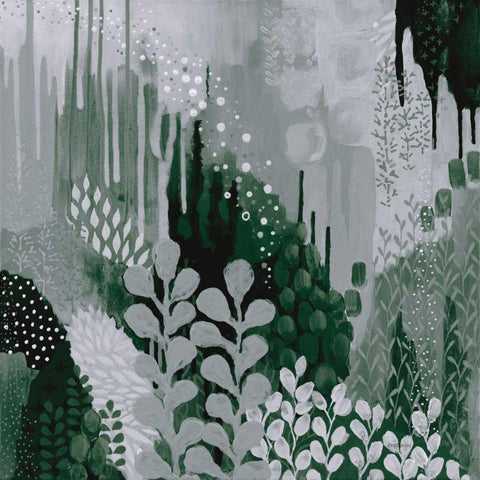 Green Forest II White Modern Wood Framed Art Print with Double Matting by Ferguson, Kathy