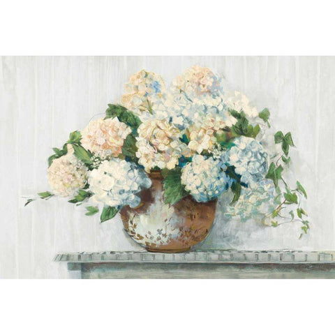 White Hydrangea Cottage White Modern Wood Framed Art Print by Rowan, Carol