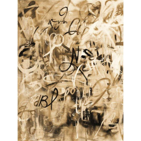 Graffiti Freedom Sepia Black Modern Wood Framed Art Print with Double Matting by Nai, Danhui