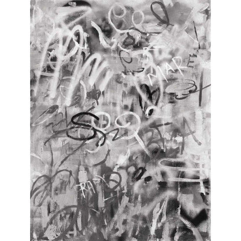 Graffiti Love Monochromatic Black Modern Wood Framed Art Print with Double Matting by Nai, Danhui