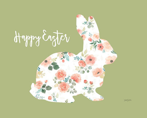 Blooming Delight Bunny II White Modern Wood Framed Art Print with Double Matting by Jackson, Jenaya