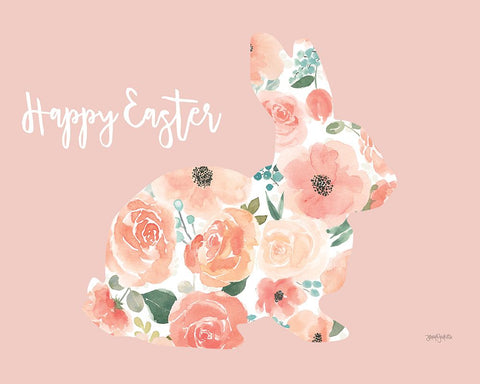 Blooming Delight Bunny III White Modern Wood Framed Art Print with Double Matting by Jackson, Jenaya