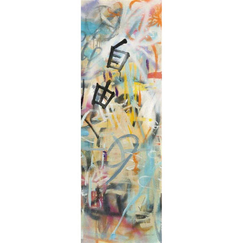 Graffiti Freedom Panel II Black Modern Wood Framed Art Print with Double Matting by Nai, Danhui