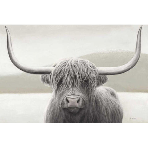 Highland Cow Neutral Black Modern Wood Framed Art Print by Wiens, James
