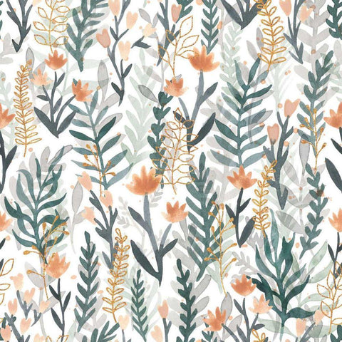 Spring Blooms Pattern I White Modern Wood Framed Art Print by Marshall, Laura