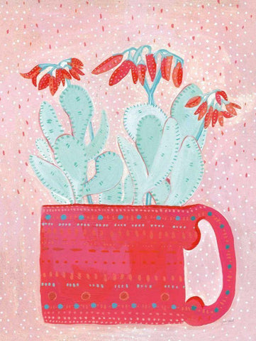 Coral Cuppa Black Ornate Wood Framed Art Print with Double Matting by Mack, Lynn